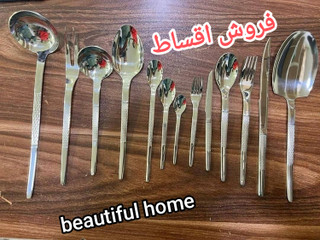 سرویس قاشق و چنگال درجه یک 24 نفره 120 پارچه دهانه اروپایی نقره ای یونیک آلمان اصلی ۵ میل ضخیم (بدون چمدون)
