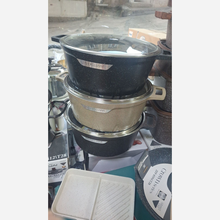 آرام پز قابلمه زیو تک سایز 40 گرانیتی سایز بزرگ کرم و قهوه ای و مشکی