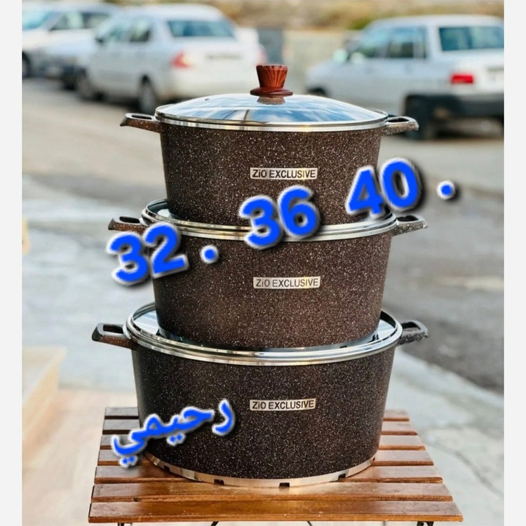 سرویس قابلمه زیو گرانیتی 6پارچه سایز بزرگ nova Zio-8400 سایز 40 . 36 . 32