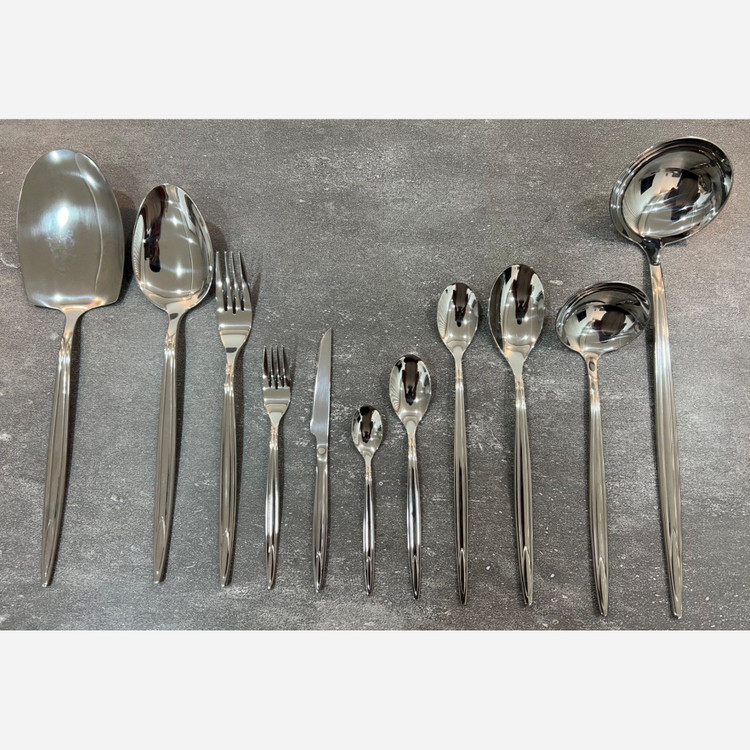 1 سرویس قاشق و چنگال 24نفره 120 پارچه دهانه اروپایی یونیک ساده روگن
