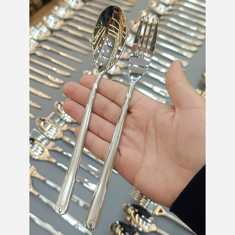 سرویس قاشق و چنگال 30نفره 115 پارچه انبرسالاد یونیک ساده ( پس کرایه)