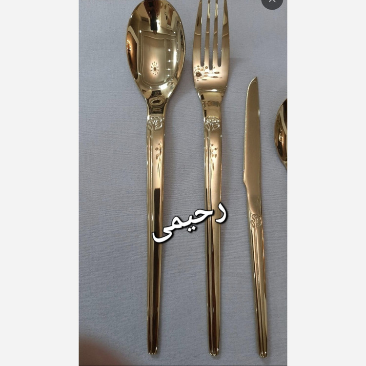 سرویس قاشق و چنگال طلایی 24 نفره 120 پارچه یونیک آلمانی طلایی ساده