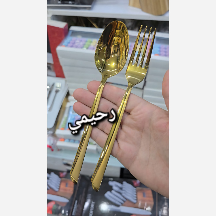 قاشق چنگال طلایی یونیک 4مدل (( پس کرایه )) بضمانت رنگ فله