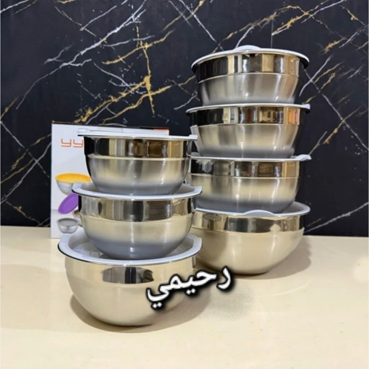 لگن استیل 7 تیکه درب دار اصل yyl ظرف یخچالی