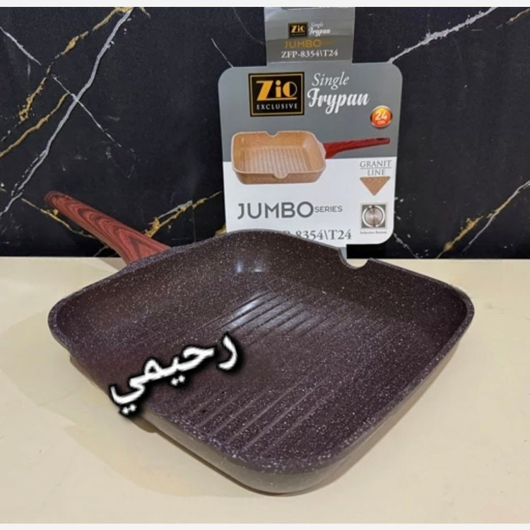 تابه زیو نانو دسته بلند سایز24 گرانیت گریل دار zio8354 (( ارسال فوری))