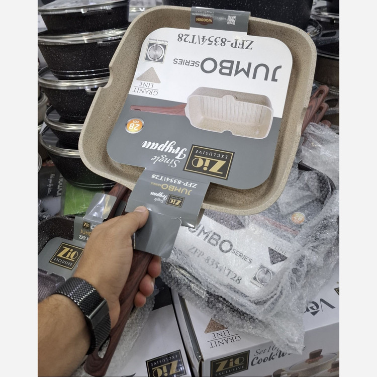 تابه زیو نانو دسته بلند سایز24 گرانیت گریل دار zio8354 (( ارسال فوری))