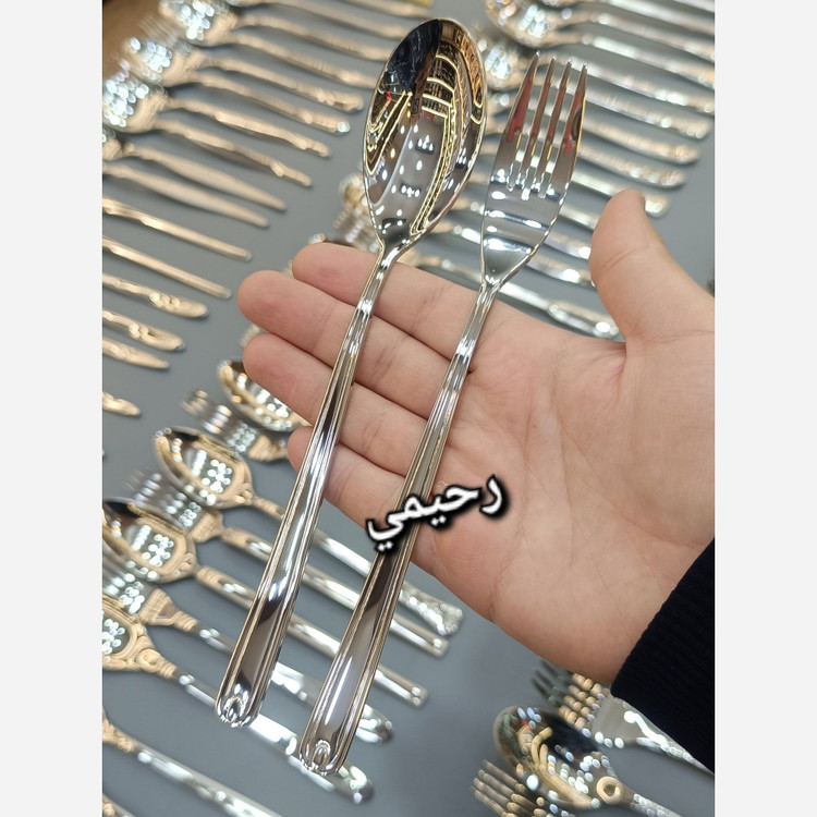 سرویس قاشق و چنگال 24 نفره 120پارچه آلمانی نقره ای ساده ( پس کرایه) چند