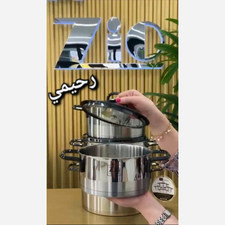 سرویس قابلمه زیو ترکیه استیل 8پارچه 1378/28 مدل آرام پز