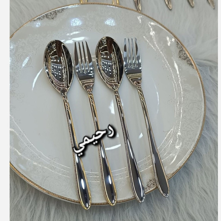 1 سرویس قاشق و چنگال 30نفره 134پارچه یونیک آلمان اروپایی نقره ای ساده ( پس کرایه)
