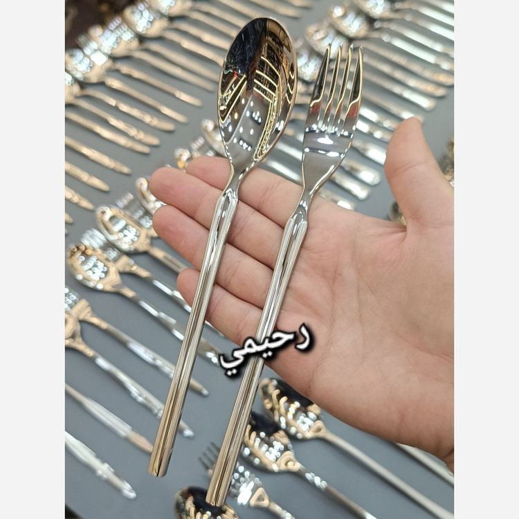 سرویس قاشق و چنگال 24نفره 120پارچه اروپایی نقره ای یونیک ساده ( پس کرایه)