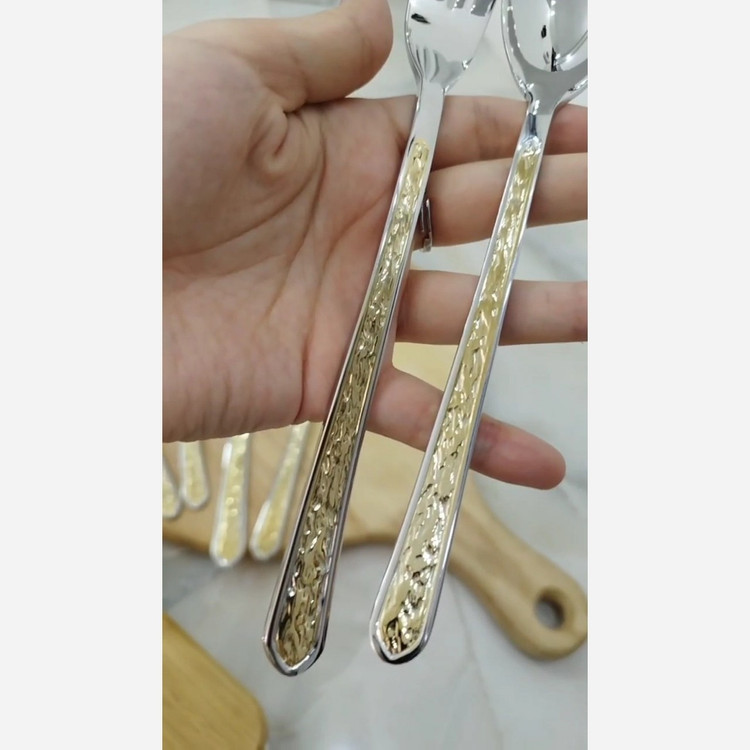 1 سرویس قاشق و چنگال 30نفره 134 پارچه یونیک آلمانی دور طلایی ( پس کرایه)