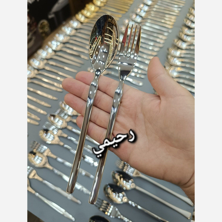 سرویس قاشق و چنگال 24 نفره120 پارچه نقره ای یونیک ساده