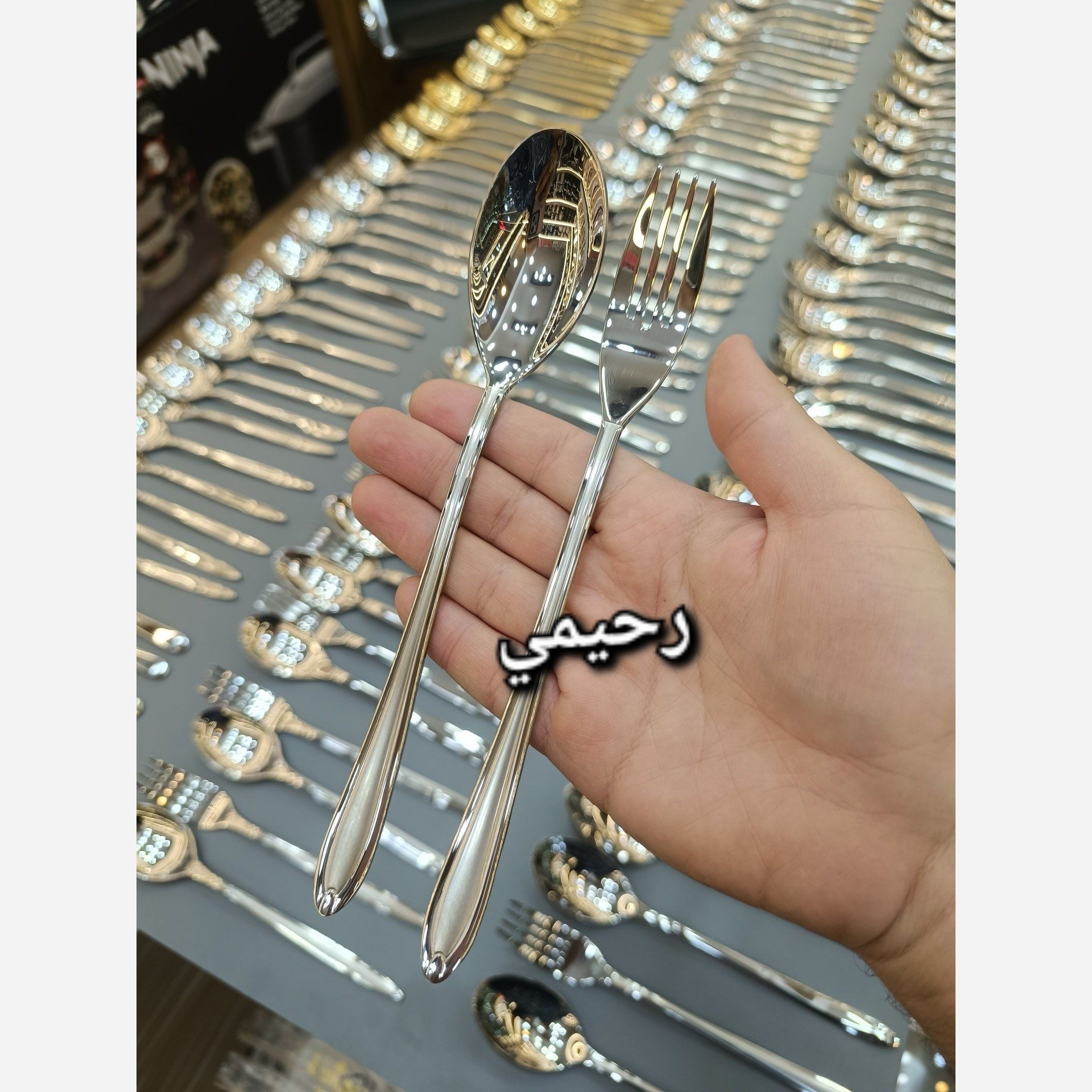سرویس قاشق و چنگال 24 نفره 120 پارچه تمام نقره ای یونیک  بیچمدان ساده دور  نق