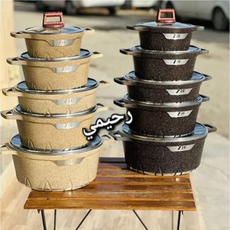 آرام پز زودپز سرویس قابلمه زیو ترکیه 10 پارچه سری آمبر Zio 7140 قابلمه گرانیت ضد خش آرام پز ترکیه