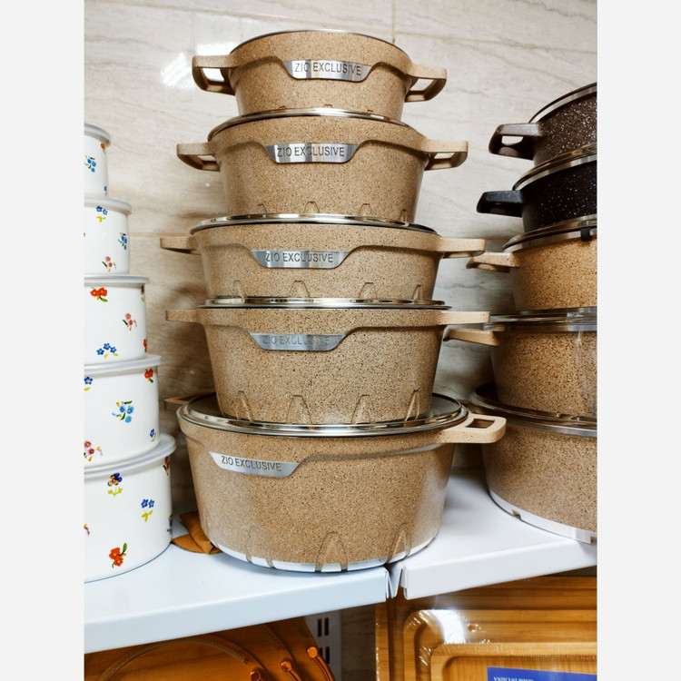 آرام پز زودپز سرویس قابلمه زیو ترکیه 10 پارچه سری آمبر Zio 7140 قابلمه گرانیت ضد خش آرام پز ترکیه