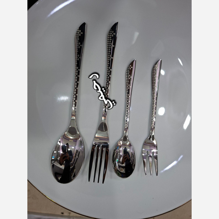 3 طرح سرویس قاشق و چنگال 24 نفره 120 پارچه برند لاکچری ریموند و یونیک نقره ای لیزری