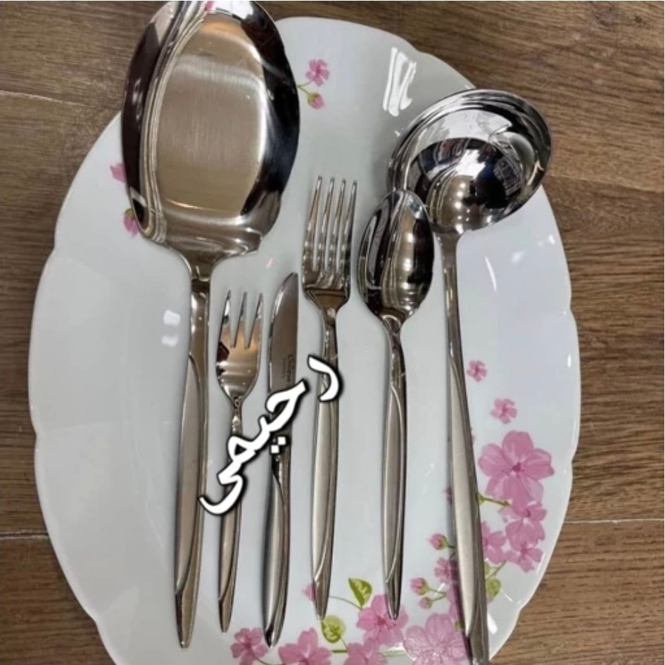 سرویس قاشق و چنگال 30نفره 156 پارچه دهانه فارسی میامی براق نقره ای شیکاگو (( هزینه ارسال درب منزل))