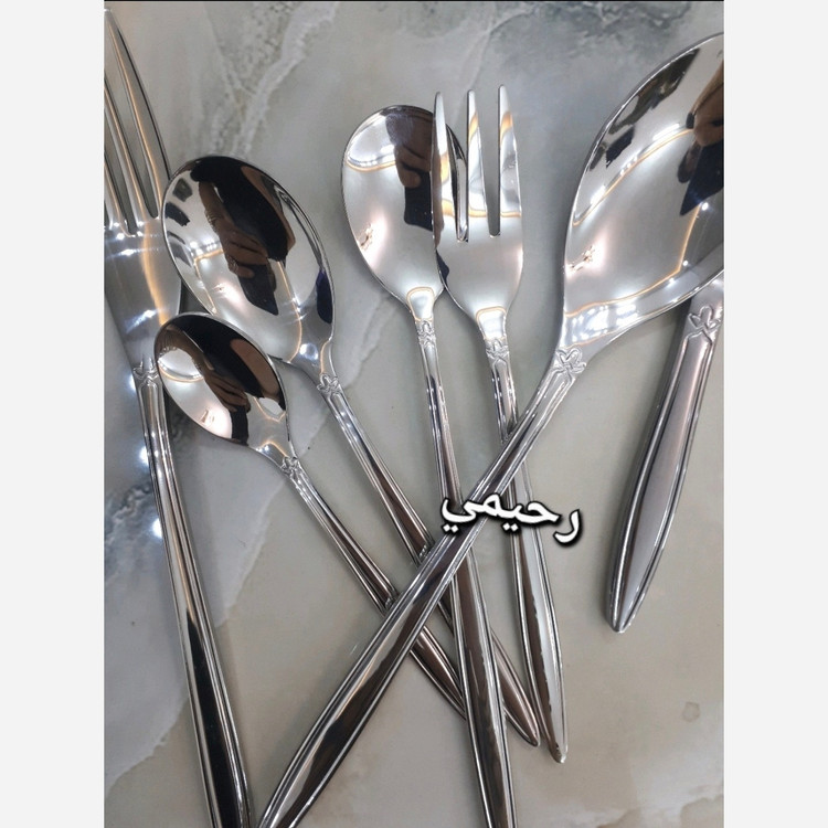 سرویس قاشق و چنگال 24 نفره 120 پارچه یونیک طرح شیک خاص نقره ای ((هزینه ارسال درب منزل ))