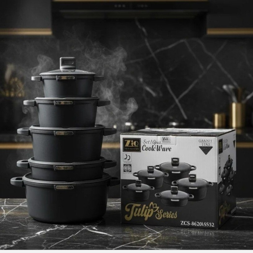 سرویس قابلمه زیو 10پارچه ترکیه سری ژولیپ zio 8620 و 8610 (( هزینه ارسال درب منزل)) آرام پز