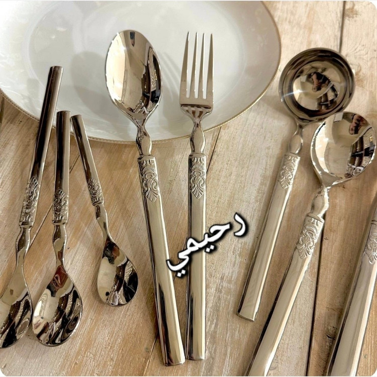 سرویس قاشق و چنگال 24 نفره 128 پارچه جی وان مدل گراسو سلطنتی (( کارد چنگال 3بعدی )) ساده پس کرایه