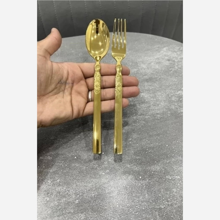 سرویس قاشق و چنگال گراسو 24 نفره 128 پارچه جی وان مدل گراسو سلطنتی بی چمدان (( کارد چنگال 3بعدی )) ساده