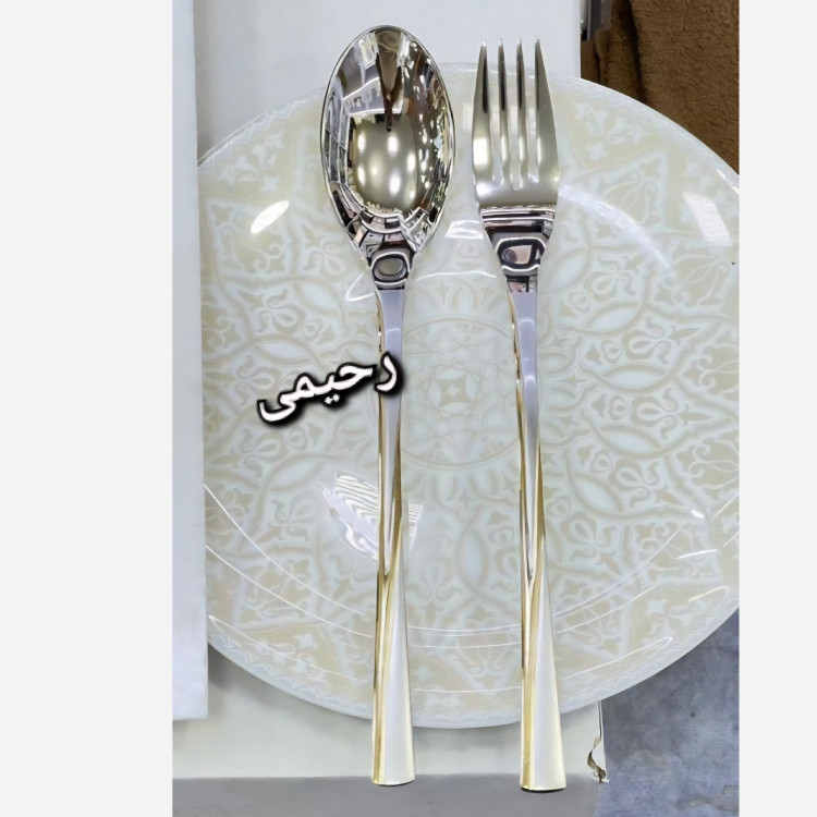 سرویس قاشق و چنگال 24نفره 120پارچه نیمه طلایی یونیک طرح زیبا ( هزینه ارسال درب منزل )