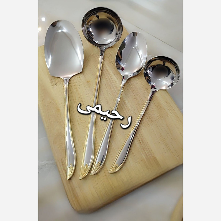 سرویس قاشق و چنگال 24 نفره 120 پارچه نیمه طلایی یونیک بی چمدان دور نوار ( پس کرایه ) توت فرنگی