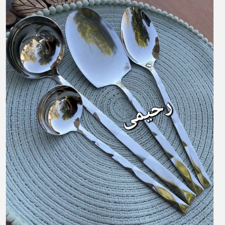 سرویس قاشق و چنگال 24نفره 120 پارچه یونیک نقره ای دهانه اروپایی ضمانتی شمشیری ساده