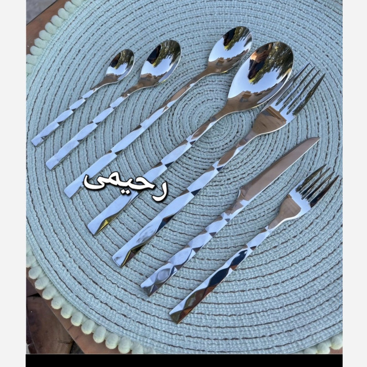 سرویس قاشق و چنگال 24نفره 120 پارچه یونیک نقره ای دهانه اروپایی ضمانتی شمشیری ساده