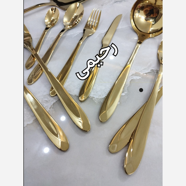 سرویس قاشق و چنگال 24 نفره 120 پارچه یونیک دهانه اروپایی درجه یک کوبورگ تمام طلایی کوبورگ