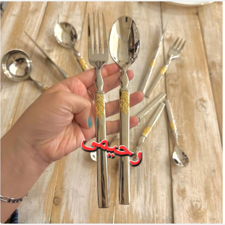 سرویس قاشق و چنگال 24 نفره 128 پارچه جی وان مدل گراسو سلطنتی بی چمدان قاشق چنگال (( کارد چنگال 3بعدی)) ساده