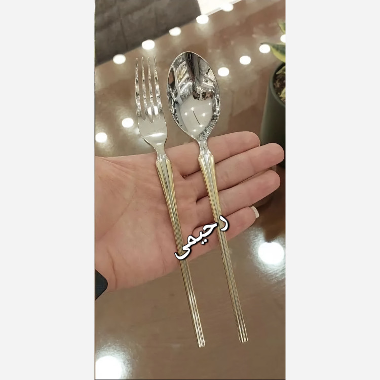 3 سرویس قاشق و چنگال 12نفره 59 پارچه یونیک نیمه طلایی دهانه اروپایی دور نوار طلایی (( هزینه ارسال پس کرایه) )