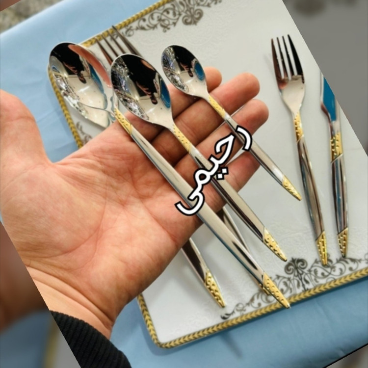 سرویس قاشق و چنگال 24 نفره 120 پارچه نیمه طلایی دهانه اروپایی ضمانت ماشین ظرفشویی توت فرنگی