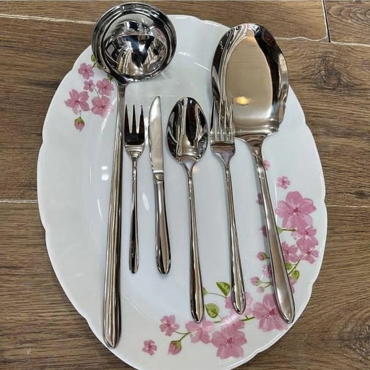 سرویس قاشق و چنگال 30نفره 156 پارچه مدل دونا نقره ای المانی اصل دونا ناخنی ( پس کرایه )