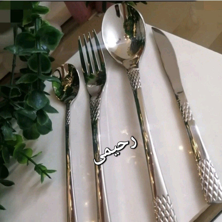 سرویس قاشق و چنگال 24نفره 120 پارچه نقره ای دهانه اروپایی ضمانتی آناناسی نقره ای ( هزینه ارسال درب منزل)