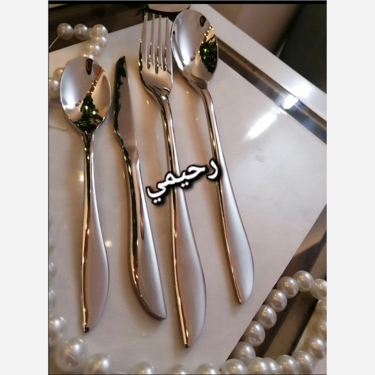 سرویس قاشق چنگال 24نفره 120 پارچه نقره ای اروپایی ساده