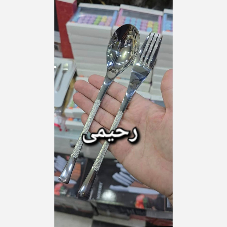 سرویس قاشق و چنگال 24نفره 120 پارچه یونیک تمام نقره ای دهانه اروپایی ساده ((هزینه ارسال درب منزل))