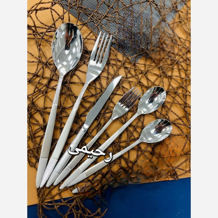 سرویس قاشق و چنگال 24نفره 120 پارچه یونیک تمام نقره ای دهانه اروپایی ساده ((هزینه ارسال درب منزل))