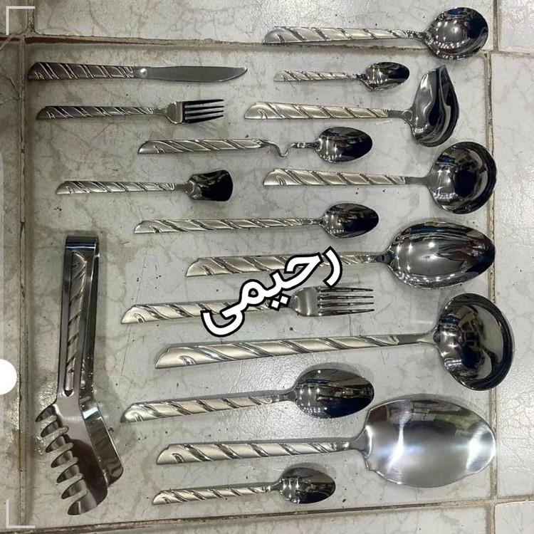 سرویس قاشق و چنگال 24 نفره 144 پارچه مدل پرچمی ضخیم طرح 3بعدی